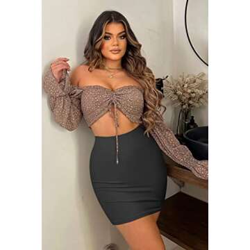 OQQ Women's Stylish 2 Piece Skirt Set for Every Occasion