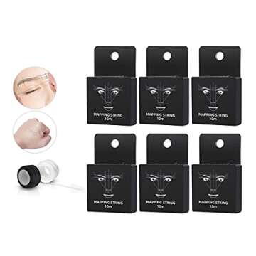 XIAOYU 10M Brow Mapping String Pre-Inked for Microblading, 6Pack, Black Box, White Ink