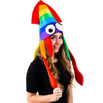 Tigerdoe Squid Hat - 2 Pack - Rainbow Octopus Hat - Sea Animal Hat - Rainbow Costume Accessories - Crazy Hats