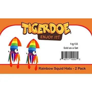 Tigerdoe Squid Hat - 2 Pack - Rainbow Octopus Hat - Sea Animal Hat - Rainbow Costume Accessories - Crazy Hats