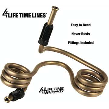 4LifetimeLines 3/16" x 25' Genuine Copper-Nickel Alloy Non-Magnetic Brake Line Replacement Tubing Coil Roll & Fitting Kit, Inverted Flare, Easy to Bend, Corrosion Resistant