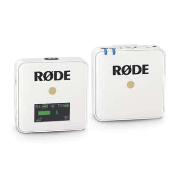 Rode Microphones Wireless GO Compact Transmitter/Receiver Wireless Solution (White) Bundle with Knox Gear Lavalier Microphone (2 Items)