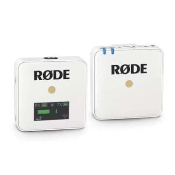 Rode Microphones Wireless GO Compact Transmitter/Receiver Wireless Solution (White) Bundle with Knox Gear Lavalier Microphone (2 Items)