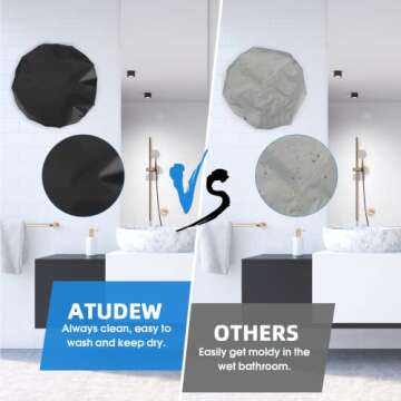 Atudew Extra Large Reusable Shower Cap for All Hair Types