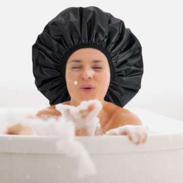 Atudew Extra Large Reusable Shower Cap for All Hair Types