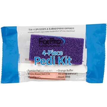 ForPro Professional Collection 4-Piece Pedicure Kit, 200-Count, Individually-Packed, Purple Pumice P...