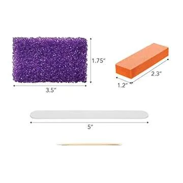 ForPro Professional Collection 4-Piece Pedicure Kit, 200-Count, Individually-Packed, Purple Pumice Pad, White Wood Nail File 80/100 Grit, Orange Mini Buffer 80/100 Grit, Wood Stick