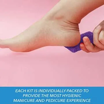 ForPro Professional Collection 4-Piece Pedicure Kit, 200-Count, Individually-Packed, Purple Pumice Pad, White Wood Nail File 80/100 Grit, Orange Mini Buffer 80/100 Grit, Wood Stick