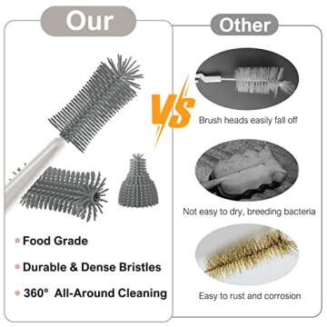 Baby Bottle Cleaner Kit - 6 in 1 with Extendable Silicone Bottle Brush, Drying Rack, Nipple & Straw Brushes, Soap Dispenser & Organizer Case - Perfect Gifts for Babies & Moms - White