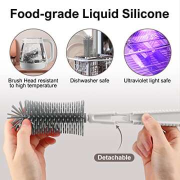 Baby Bottle Cleaner Kit - 6 in 1 with Extendable Silicone Bottle Brush, Drying Rack, Nipple & Straw Brushes, Soap Dispenser & Organizer Case - Perfect Gifts for Babies & Moms - White