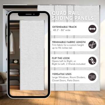 CHICOLOGY Embossed Textured Weave Fabric, Sliding Door Blinds , Room Divider ,Vertical Blinds for Pa...