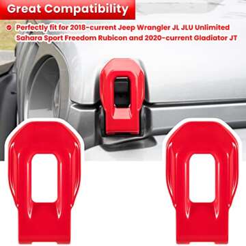 Hood Latch Lock Catch Brackets Cover for 2018-2024 Jeep Wrangler JL JLU Unlimited Sports Freedom Sah...