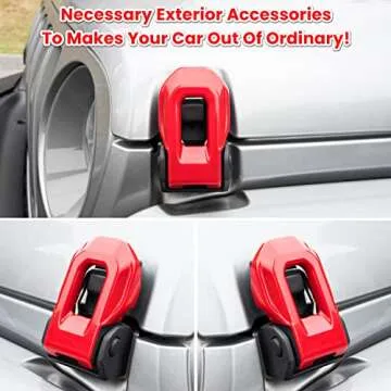 Hood Latch Lock Catch Brackets Cover for 2018-2024 Jeep Wrangler JL JLU Unlimited Sports Freedom Sahara Rubicon Gladiator JT 2-Door & 4-Door Exterior Accessories Decoration (Red 2PCS)