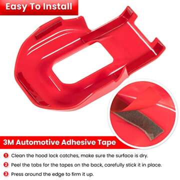 Hood Latch Lock Catch Brackets Cover for 2018-2024 Jeep Wrangler JL JLU Unlimited Sports Freedom Sahara Rubicon Gladiator JT 2-Door & 4-Door Exterior Accessories Decoration (Red 2PCS)