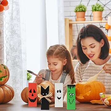 4 Pieces Happy Halloween Wooden Sign | Mini Decor