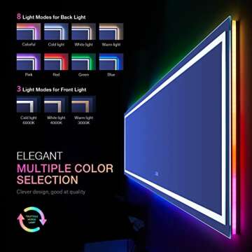 LOAAO 84X32 Inch RGB LED Bathroom Mirror with Lights, Anti-Fog, Dimmable Lighted Bathroom Vanity Mirror, Colorful Multiple Light Modes, RGB Backlit + Front Light, Memory Function, Tempered Glass