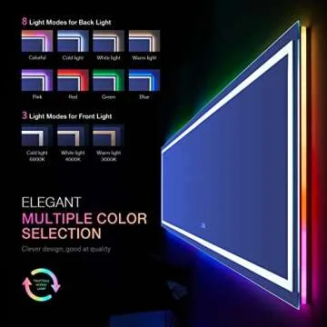 LOAAO 84X32 Inch RGB LED Bathroom Mirror with Lights, Anti-Fog, Dimmable Lighted Bathroom Vanity Mirror, Colorful Multiple Light Modes, RGB Backlit + Front Light, Memory Function, Tempered Glass