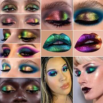 Liquid MultiChrome Eyeshadow, Intense Color Shifting, Long Lasting High Pigmented With No Creasing, Monochrome Colorful Glow Liquid Eye shadow, Quickly Drying, Sparkle Shiny Eye Makeup for Beginners #4…