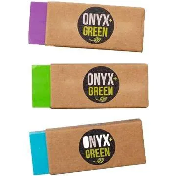 Onyx and Green 3-Pack Erasers with Sleeve, Recycled Rubber (2202)
