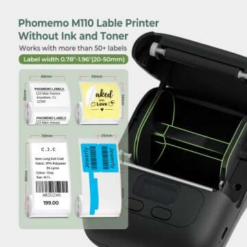 Phomemo M110 Thermal Label Maker - Barcode Label Printer Portable Bluetooth Label Maker Machine for ...