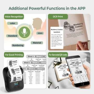 Phomemo M110 Thermal Label Maker - Barcode Label Printer Portable Bluetooth Label Maker Machine for for Small Business, Address, Logo, Clothing, Mailing, with 1 Roll 40x30mm Label,Black