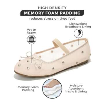 Stylish Project Cloud Women's Crystal Mesh Ballet Flats – Comfortable & Non-Slip!