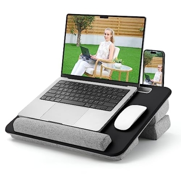 Adjustable Laptop Lap Desk with Cushion & Storage for Home Office