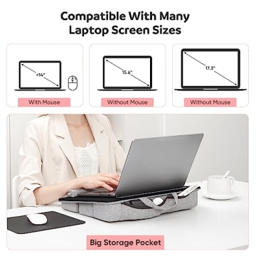 Adjustable Laptop Lap Desk with Cushion and Storage