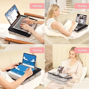 Adjustable Laptop Lap Desk with Cushion and Storage