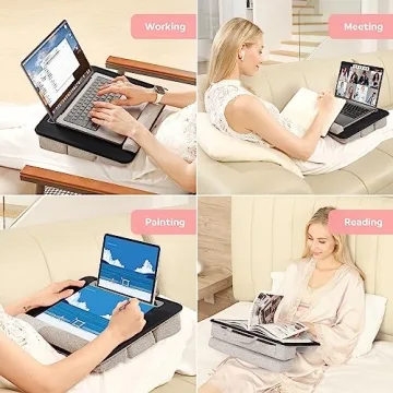 Adjustable Laptop Lap Desk with Cushion and Storage