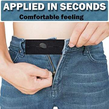 4pcs Premium Button Extender For Pants, Pants Extender For Maternity,Buttons Extender For Men Women, Waistband Extenders Jean,Waist Extenders Black,Pants Button Extender (Elastic)