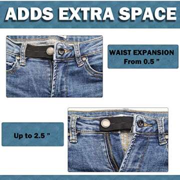 4pcs Premium Button Extender For Pants, Pants Extender For Maternity,Buttons Extender For Men Women, Waistband Extenders Jean,Waist Extenders Black,Pants Button Extender (Elastic)