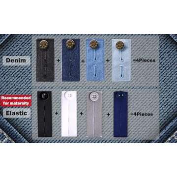 4pcs Premium Button Extender For Pants, Pants Extender For Maternity,Buttons Extender For Men Women, Waistband Extenders Jean,Waist Extenders Black,Pants Button Extender (Elastic)