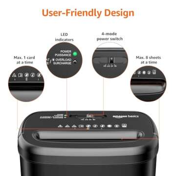 Amazon Basics 8-Sheet Cross Cut Paper Shredder and Credit Card Shredder - Black