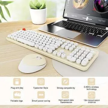 Stylish Retro Wireless Keyboard and Mouse Combo for Everyone