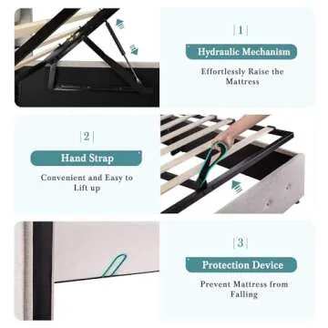 HOOMIC Lift Up Storage Bed with Wingback Headboard/Heavy-Duty Hydraulic Platform Bed Frame/Large Under Storage/Wooden Slats Support/Noiseless