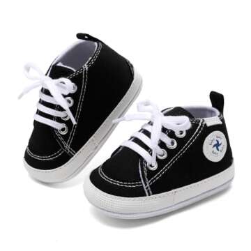 Baby Girls Boys Shoes Soft Anti-Slip Sole Newborn First Walkers Star High Top Canvas Denim Unisex In...