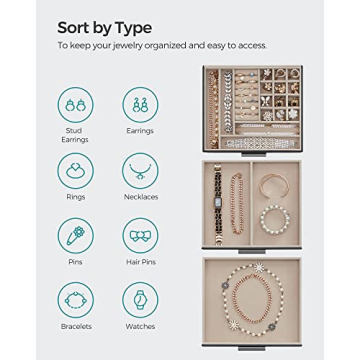 SONGMICS 3-Layer Jewelry Organizer - Elegant Storage Solution