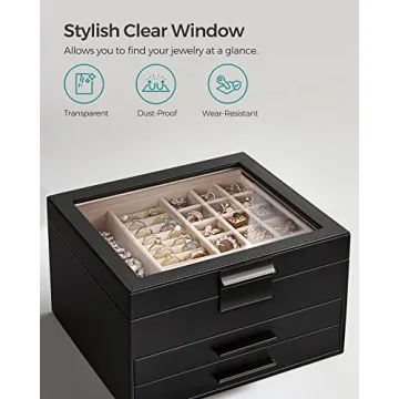 SONGMICS 3-Layer Jewelry Organizer - Elegant Storage Solution