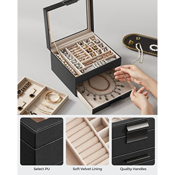 SONGMICS 3-Layer Jewelry Organizer - Elegant Storage Solution