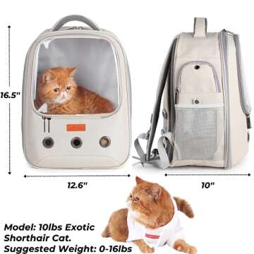 Lollimeow Pet Carrier Backpack, Bubble Backpack Carrier, Cats and Puppies,Airline-Approved, Designed...