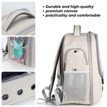 Lollimeow Pet Carrier Backpack, Bubble Backpack Carrier, Cats and Puppies,Airline-Approved, Designed for Travel, Hiking, Walking & Outdoor Use (Beige)