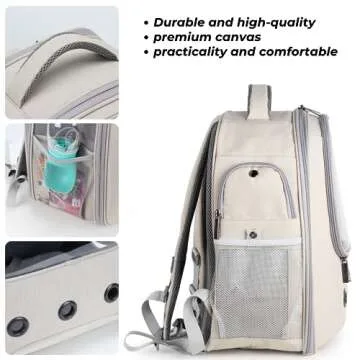 Lollimeow Pet Carrier Backpack, Bubble Backpack Carrier, Cats and Puppies,Airline-Approved, Designed for Travel, Hiking, Walking & Outdoor Use (Beige)