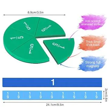 Meetory Magnetic Fraction Tiles & Fraction Circles - Math Manipulatives for Preschool Elementary Sch...