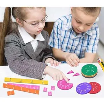 Meetory Magnetic Fraction Tiles & Fraction Circles - Math Manipulatives for Preschool Elementary School Educational Resources Classroom Educational Kit (134 Pack)