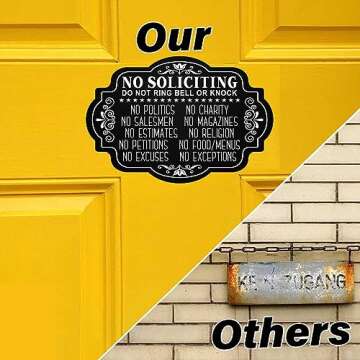 MENGCHENYA No Soliciting Sign for House,No Soliciting Signs for Home Front Door,Thick Acrylic Self-Adhesive Modern Design Door Sign 8x6 inch Yard,Entrance Porches Decor Go Away Sign Door Or Wall (Black - No Soliciting)