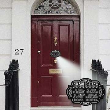 MENGCHENYA No Soliciting Sign for House,No Soliciting Signs for Home Front Door,Thick Acrylic Self-Adhesive Modern Design Door Sign 8x6 inch Yard,Entrance Porches Decor Go Away Sign Door Or Wall (Black - No Soliciting)