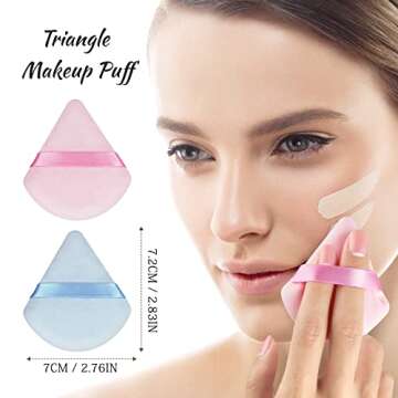 2 Pcs Triangle Powder Puff for Face - Soft Velour Makeup Powder Puffs - Setting Loose Beauty Powderpuff Triangle - Under Eye Powder Puff Face Makeup Applicator
