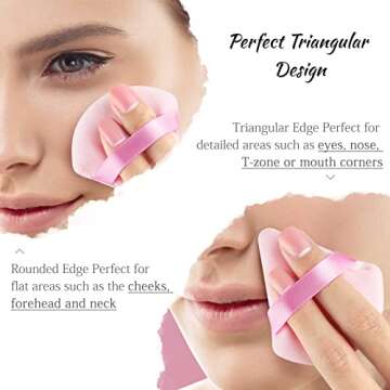 2 Pcs Triangle Powder Puff for Face - Soft Velour Makeup Powder Puffs - Setting Loose Beauty Powderpuff Triangle - Under Eye Powder Puff Face Makeup Applicator