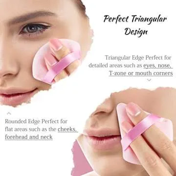 2 Pcs Triangle Powder Puff for Face - Soft Velour Makeup Powder Puffs - Setting Loose Beauty Powderpuff Triangle - Under Eye Powder Puff Face Makeup Applicator